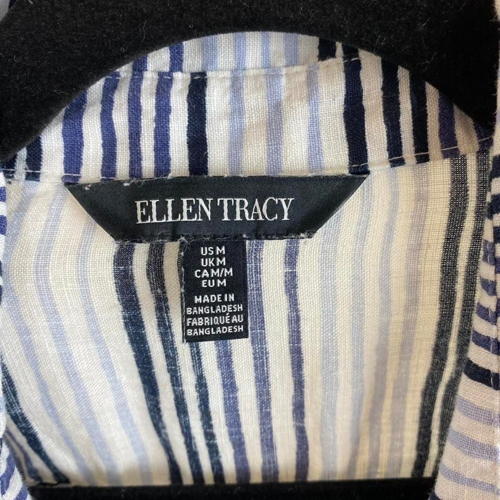 ELLEN TRACY 100% Linen Striped Blouse women size medium - Picture 5 of 5